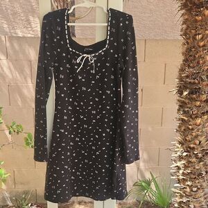 Art Class Black Long Sleeve Floral Dress